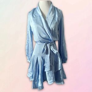 Nasty Gal, Hey Girl, Whats Satin-ing Longe Sleeve, Wrap Dress